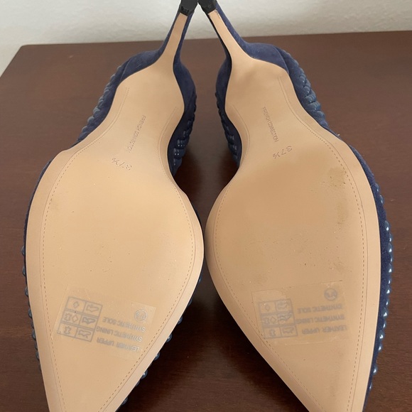 NIB French Connection Ellis Navy Suede Studded Pointed Toe Pumps US 7.5/EU 37.5 - Picture 8 of 9